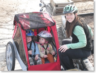 Marie Kopmeyer, a pediatric physical therapist, with her children